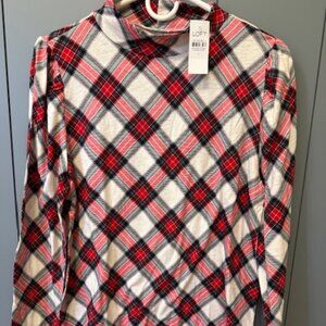 Loft plaid mock turtleneck - Size Large - New with tags
